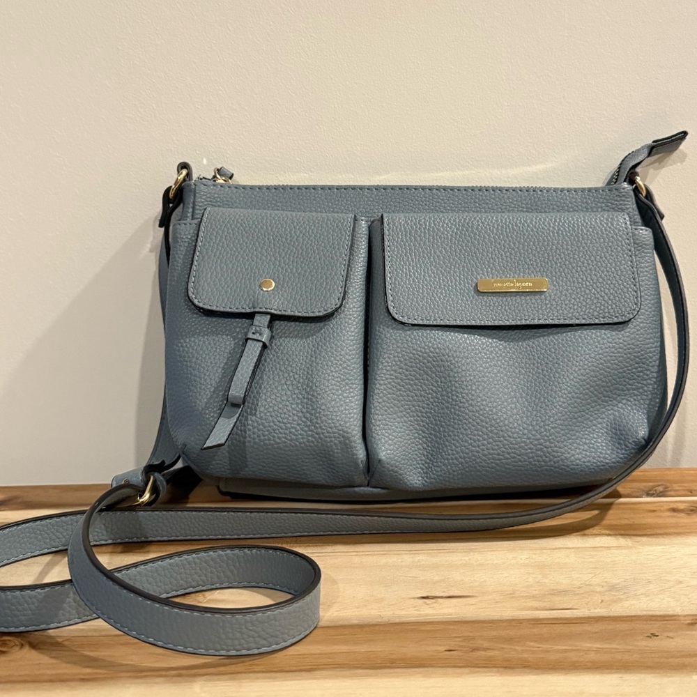 Blue Crossbody Purse with Floral Interior Elegant-Nannette Lepore